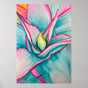 Agave watercolor succulent fine art poster