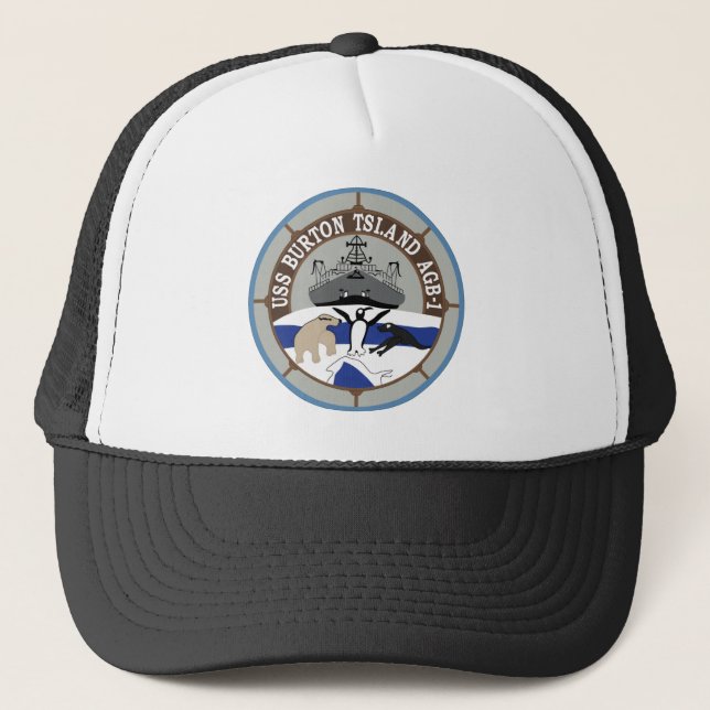 AGB-1 USS Burton Island Wind Class ICEBREAKER Mili Trucker Hat (Front)