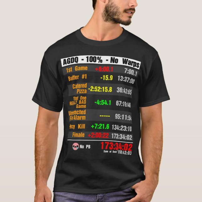 AGDQ 100% No Warps SpeedRunning Timer Splits Shirt (Front)