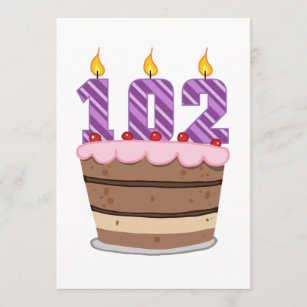 Age 102 on Birthday Cake Card