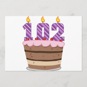 Age 102 on Birthday Cake Card
