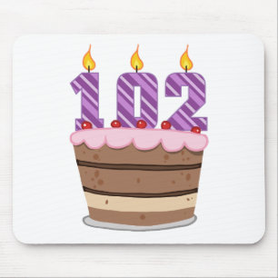 Age 102 on Birthday Cake Mouse Mat