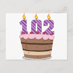 Age 102 on Birthday Cake Postcard
