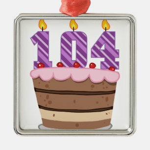 Age 104 on Birthday Cake Metal Tree Decoration