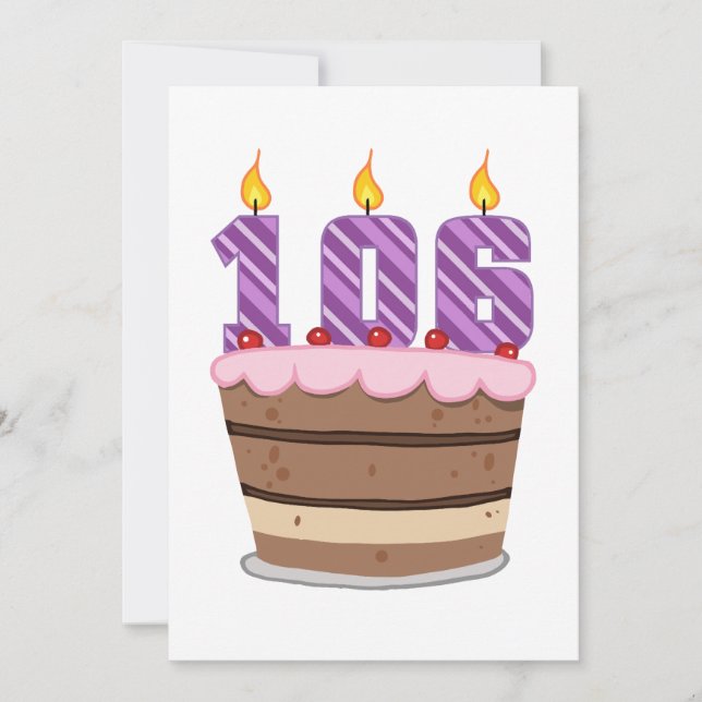 Age 106 on Birthday Cake Card (Front)