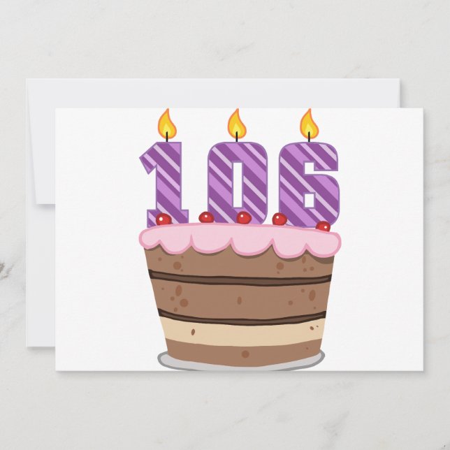Age 106 on Birthday Cake Card (Front)