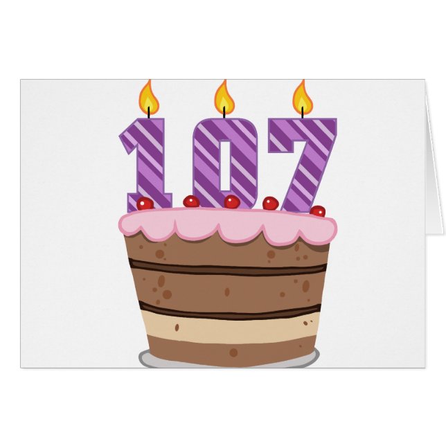 Age 107 on Birthday Cake (Front Horizontal)