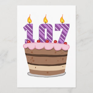 Age 107 on Birthday Cake Card