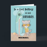 Age 10 Nephew Birthday Beach Funny Cool Racoon Card<br><div class="desc">For his 10th birthday,  you have the option to surprise your nephew with this fun card. The front is customisable with the name of the celebrant and the racoon is here to help you greet him and share a funny birthday message. Get him this card today!</div>