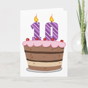 Age 10 on Birthday Cake Card
