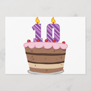 Age 10 on Birthday Cake Card