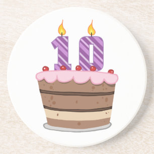 Age 10 on Birthday Cake Coaster