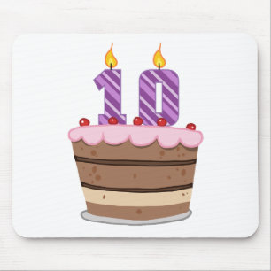 Age 10 on Birthday Cake Mouse Mat