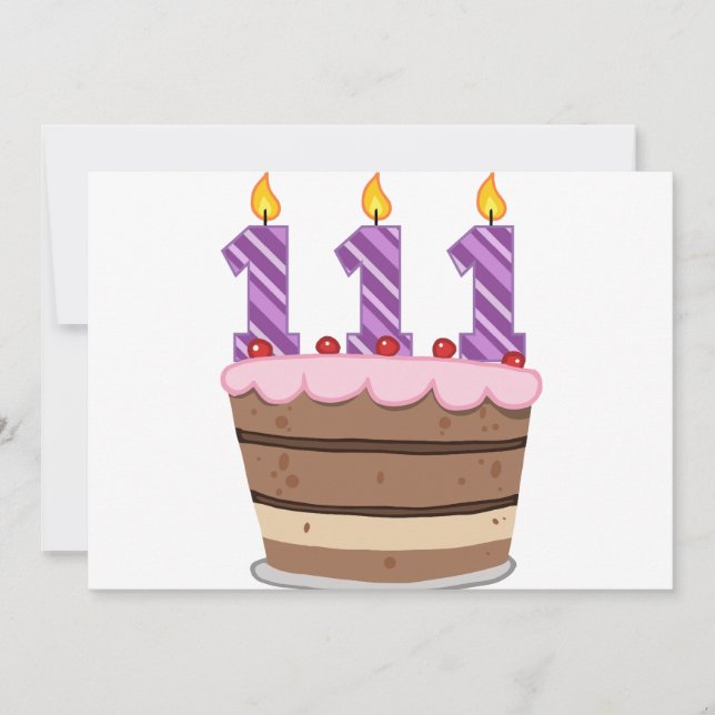 Age 111 on Birthday Cake Card (Front)