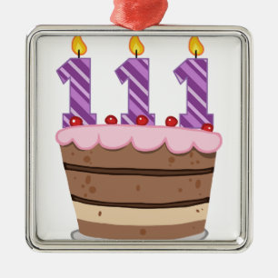 Age 111 on Birthday Cake Metal Tree Decoration