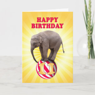Age 11, a happy elephants birthday card