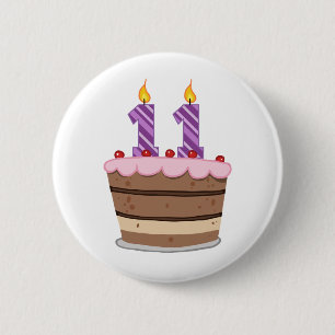 Age 11 on Birthday Cake 6 Cm Round Badge