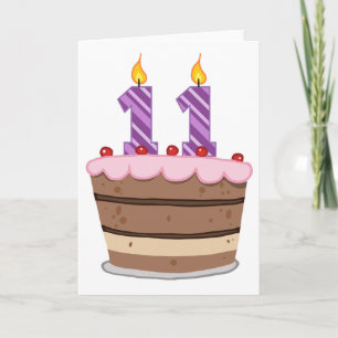 Age 11 on Birthday Cake Card
