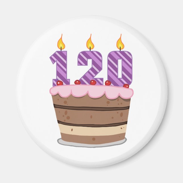 Age 120 on Birthday Cake Magnet (Front)