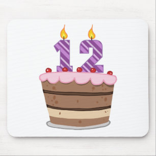 Age 12 on Birthday Cake Mouse Mat