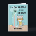Age 13 Grandson Birthday Beach Funny Cool Racoon Card<br><div class="desc">He is now a teen,  and what better way to celebrate with your grandson on his 13th birthday than with this fun and humourous card that features a cool racoon on the beach. Most importantly,  you can personalise this with your grandson’s name on the cover.</div>