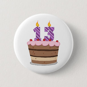 Age 13 on Birthday Cake 6 Cm Round Badge