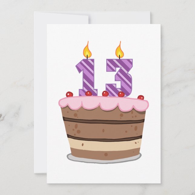 Age 13 on Birthday Cake Card (Front)