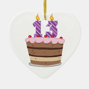 Age 13 on Birthday Cake Ceramic Tree Decoration