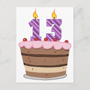 Age 13 on Birthday Cake Postcard