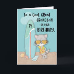 Age 14 Great Grandson Birthday Beach Funny Racoon Card<br><div class="desc">Get this card to surprise your cool great grandson when the celebration of his 14th birthday finally arrives. This card is just perfect for young guys like him who loves to spend time on the beach during summer. He will find his new cool racoon companion on the cover too.</div>