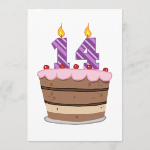 Age 14 on Birthday Cake Card