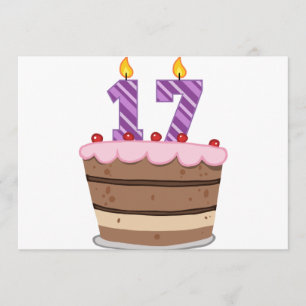 Age 17 on Birthday Cake Card