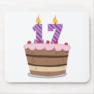 Age 17 on Birthday Cake Mouse Mat