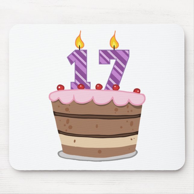 Age 17 on Birthday Cake Mouse Mat (Front)