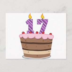 Age 17 on Birthday Cake Postcard