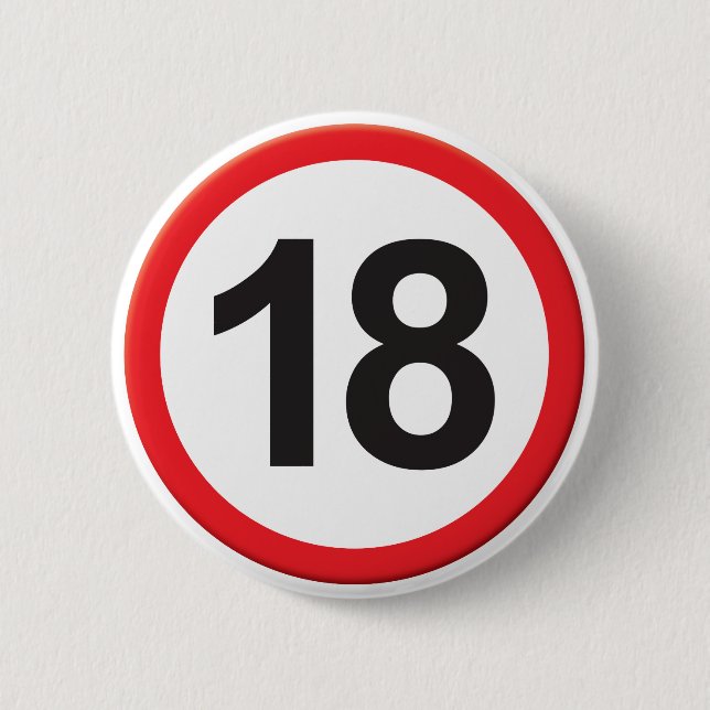 Age 18 6 cm round badge (Front)