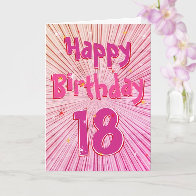 Age 18 Fun 3D Pink Candy 18th Birthday Card (Orchid)