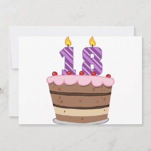 Age 18 on Birthday Cake Card