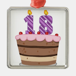 Age 18 on Birthday Cake Metal Tree Decoration