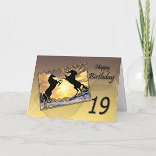 Age 19, Birthday card with rearing horses