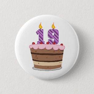 Age 19 on Birthday Cake 6 Cm Round Badge