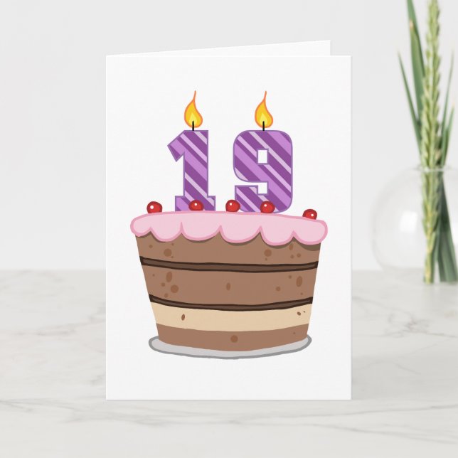 Age 19 on Birthday Cake Card (Front)
