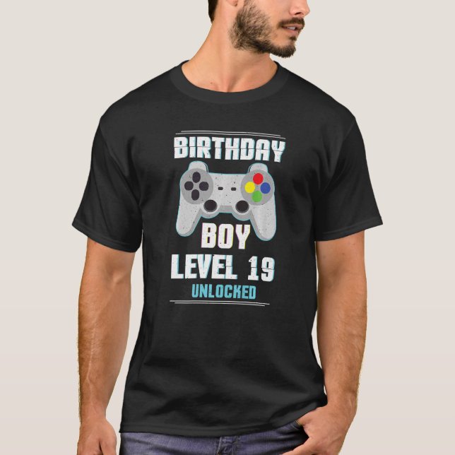 Age 19 Year Old Level Unlocked Gamer Boy Gaming Vi T-Shirt (Front)