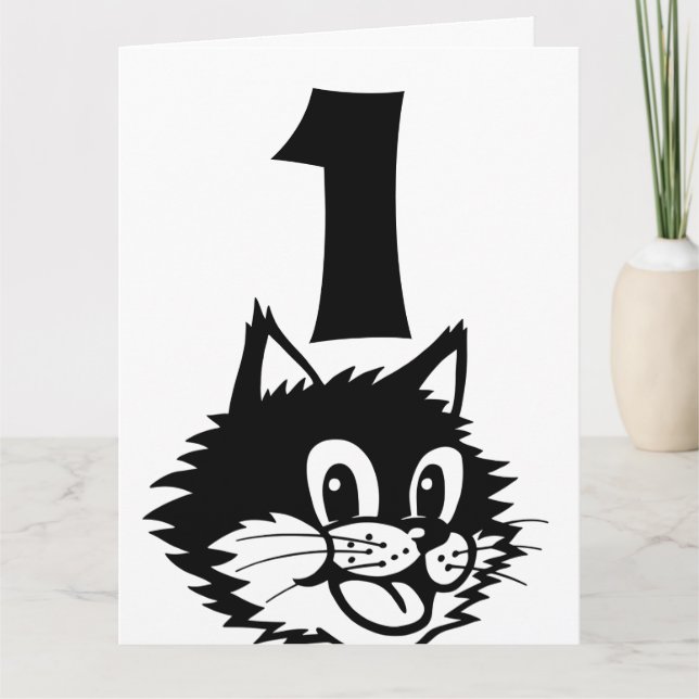 AGE 1 BIRTHDAY CAT CARD (Front)