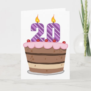 Age 20 on Birthday Cake Card