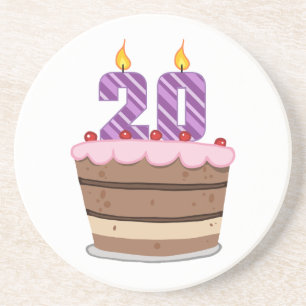 Age 20 on Birthday Cake Coaster