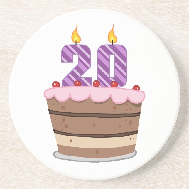 Age 20 on Birthday Cake Coaster (Front)