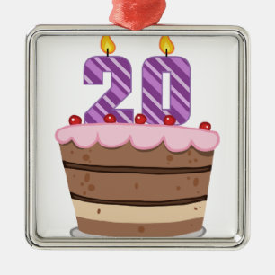 Age 20 on Birthday Cake Metal Tree Decoration
