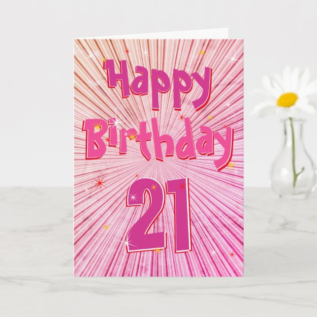 Age 21 Fun 3D Pink Candy 21st Birthday Card (Small Plant)