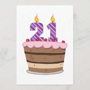 Age 21 on Birthday Cake Card